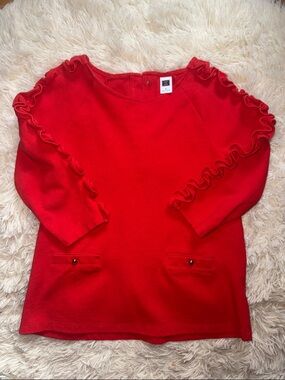 Janie and Jack Red Ruffle Sleeve Pocket Dress